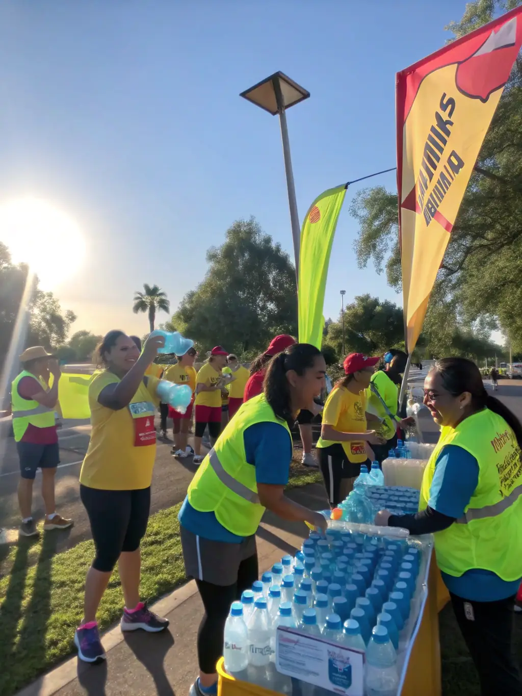 A photo of volunteers from Union Sportive de Marolles assisting with a community sports event, demonstrating the organization's dedication to community service and engagement.